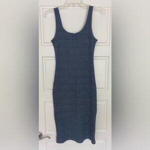 Lulu's Cotton Blend Ribbed Bodycon Knit Midi Dress Scoop Neck Sz M